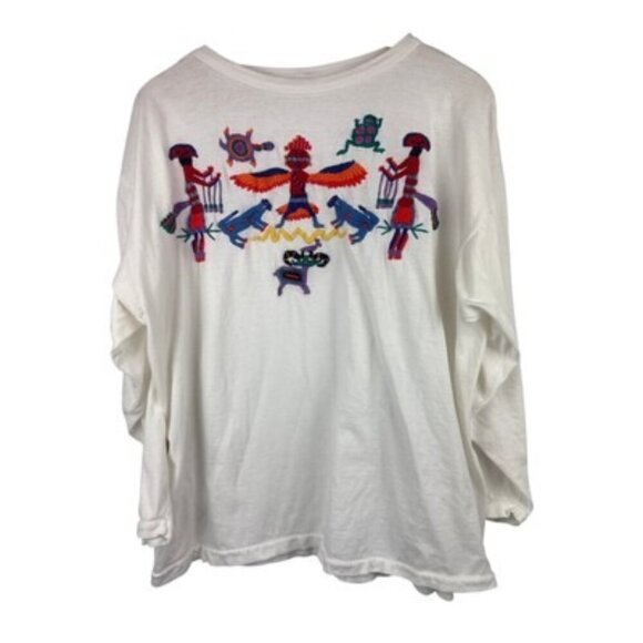 Los Manos Hand Embroidered Long Sleeve Cotton Shirt - Picture 1 of 4